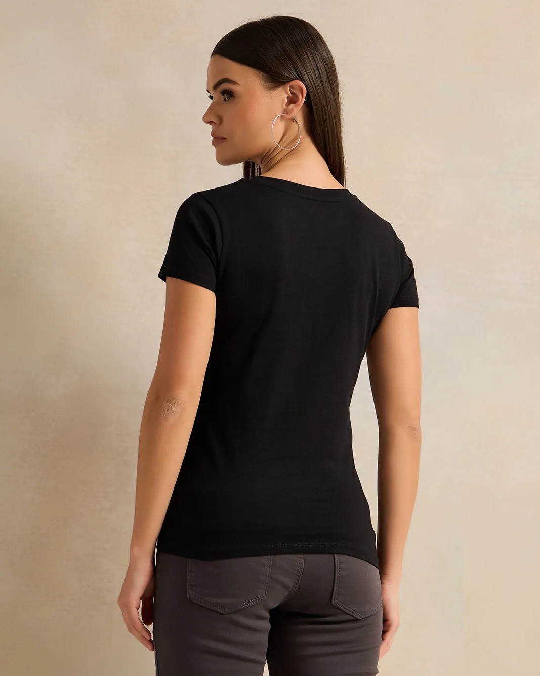 Women Black Printed T-Shirt sold by Redtag product image thumbnail 3