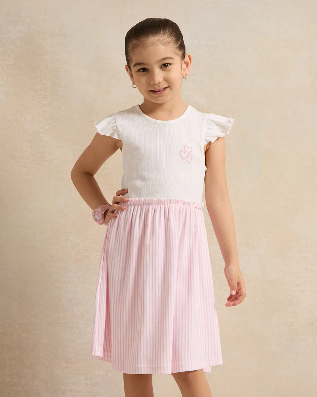 Girls Pink Striped Bottom Dress sold by Redtag product image thumbnail 2
