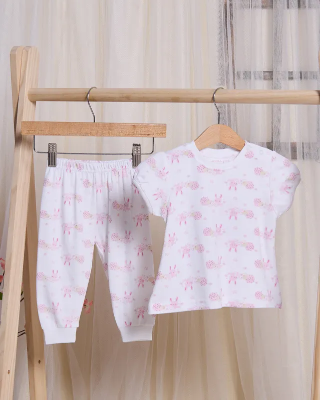 Infant Girls White Bunny Print Pyjama Set (2 Piece) sold by Redtag