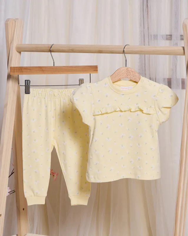 Infant Girls Yellow Floral Print Pyjama Set (2 Piece) sold by Redtag