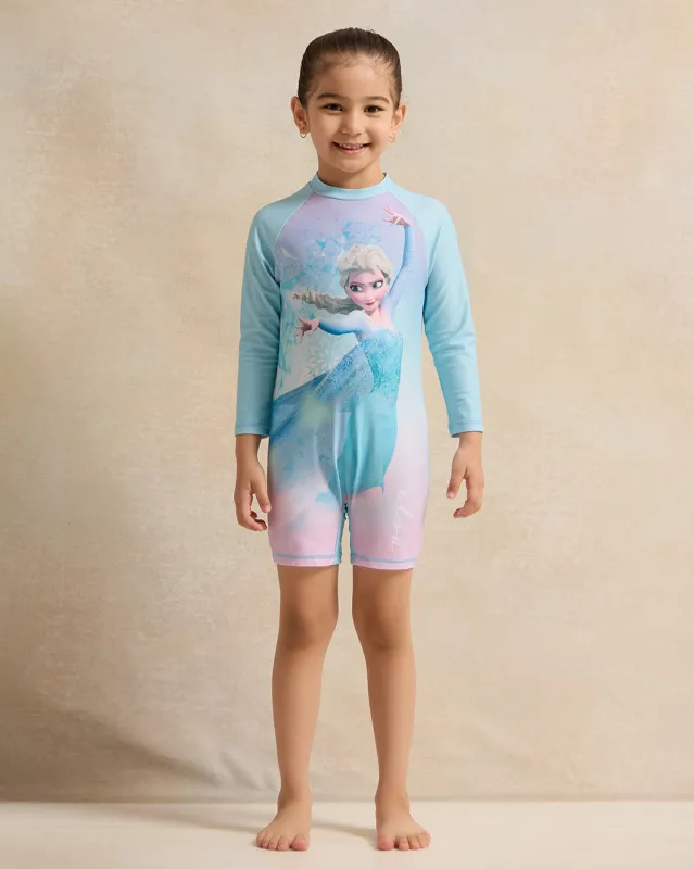 Girls Blue Elsa Print Swimsuits sold by Redtag