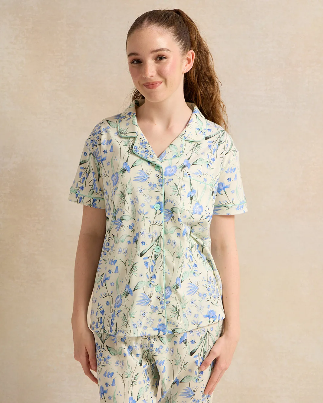 Senior Girls White And Blue Print Pyjama Set (2 Piece) sold by Redtag product image thumbnail 2