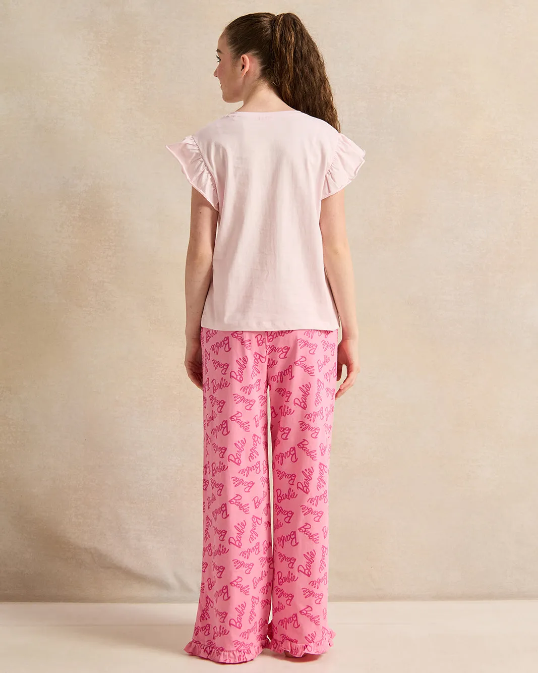 Senior Girls Pink Barbie Print Pyjama Set (2 Piece) sold by Redtag product image thumbnail 4