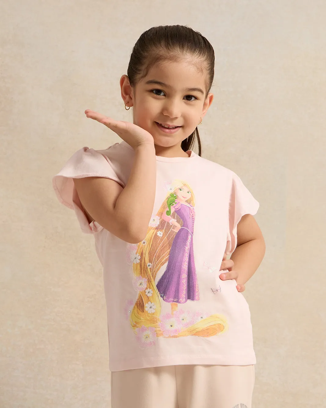 Girls Pink Rapunzel Printed T-Shirt sold by Redtag