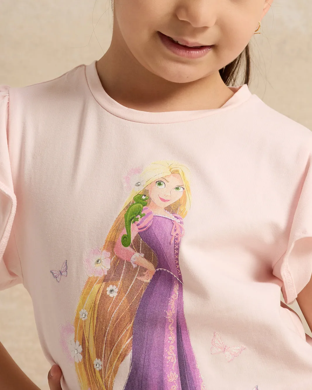 Girls Pink Rapunzel Printed T-Shirt sold by Redtag product image thumbnail 4