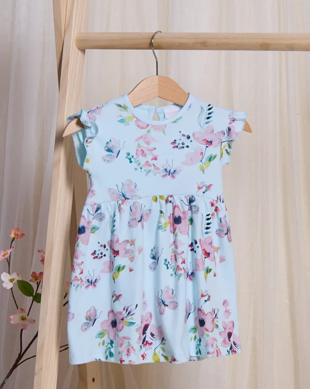 Infant Girls Blue Printed Dress sold by Redtag