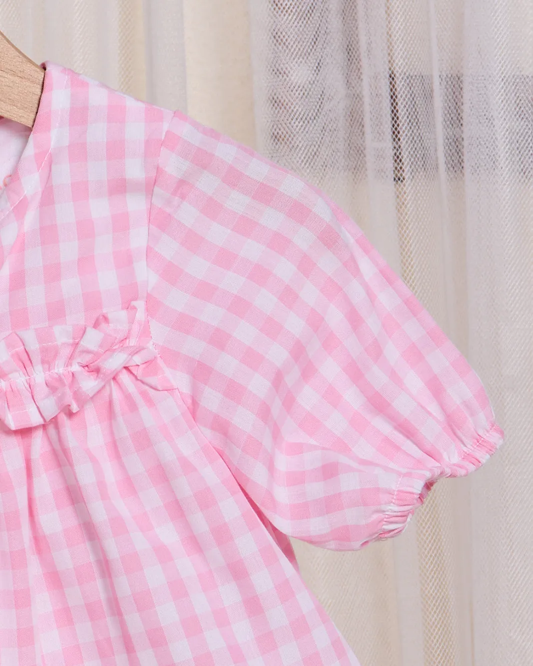Infant Girls Pink Checkered Dress sold by Redtag product image thumbnail 3