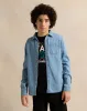 Senior Boys Blue Denim Shirt With Black T-Shirt Set (2 Piece) sold by Redtag