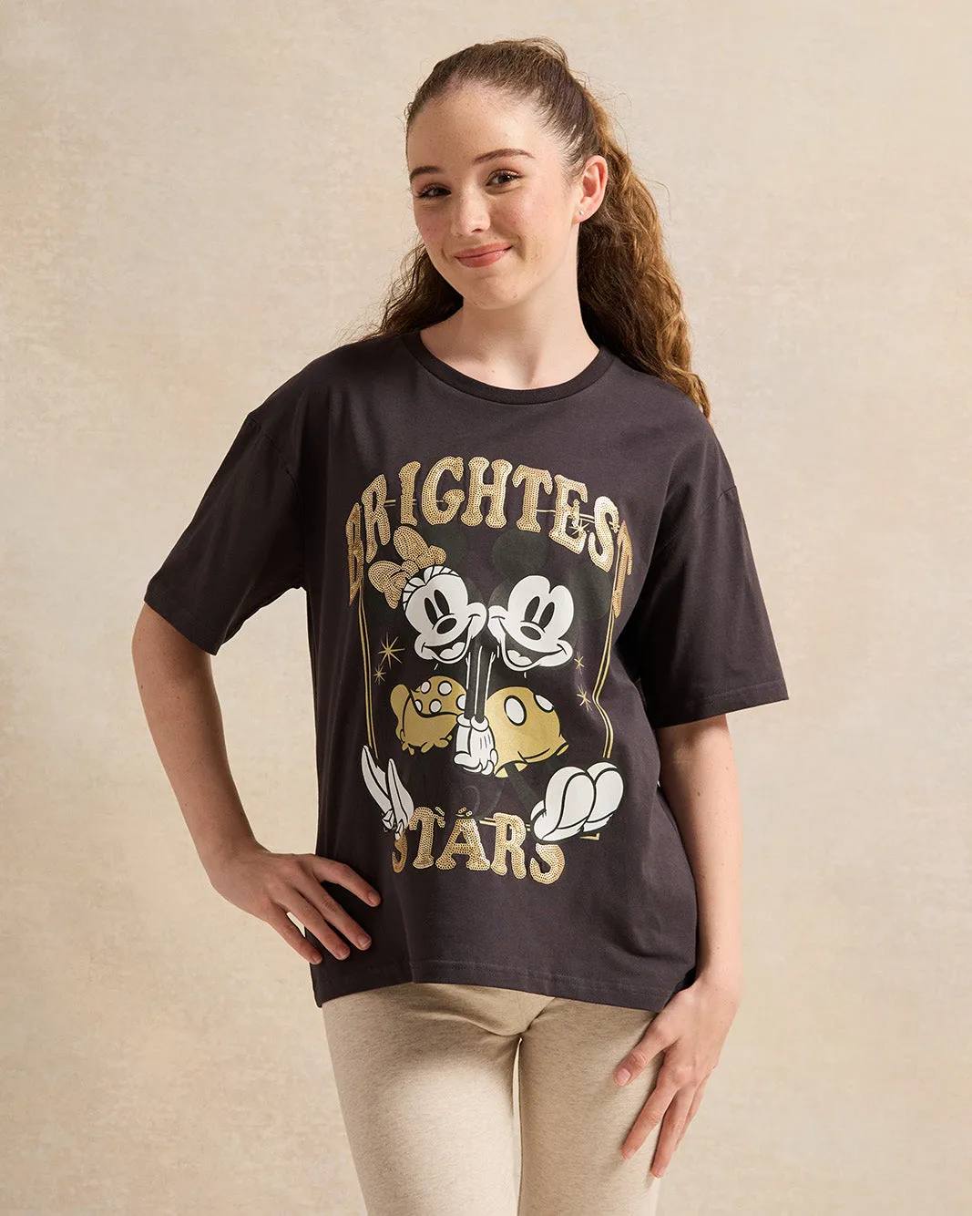 Senior Girls Charcoal Minnie Mouse Top sold by Redtag