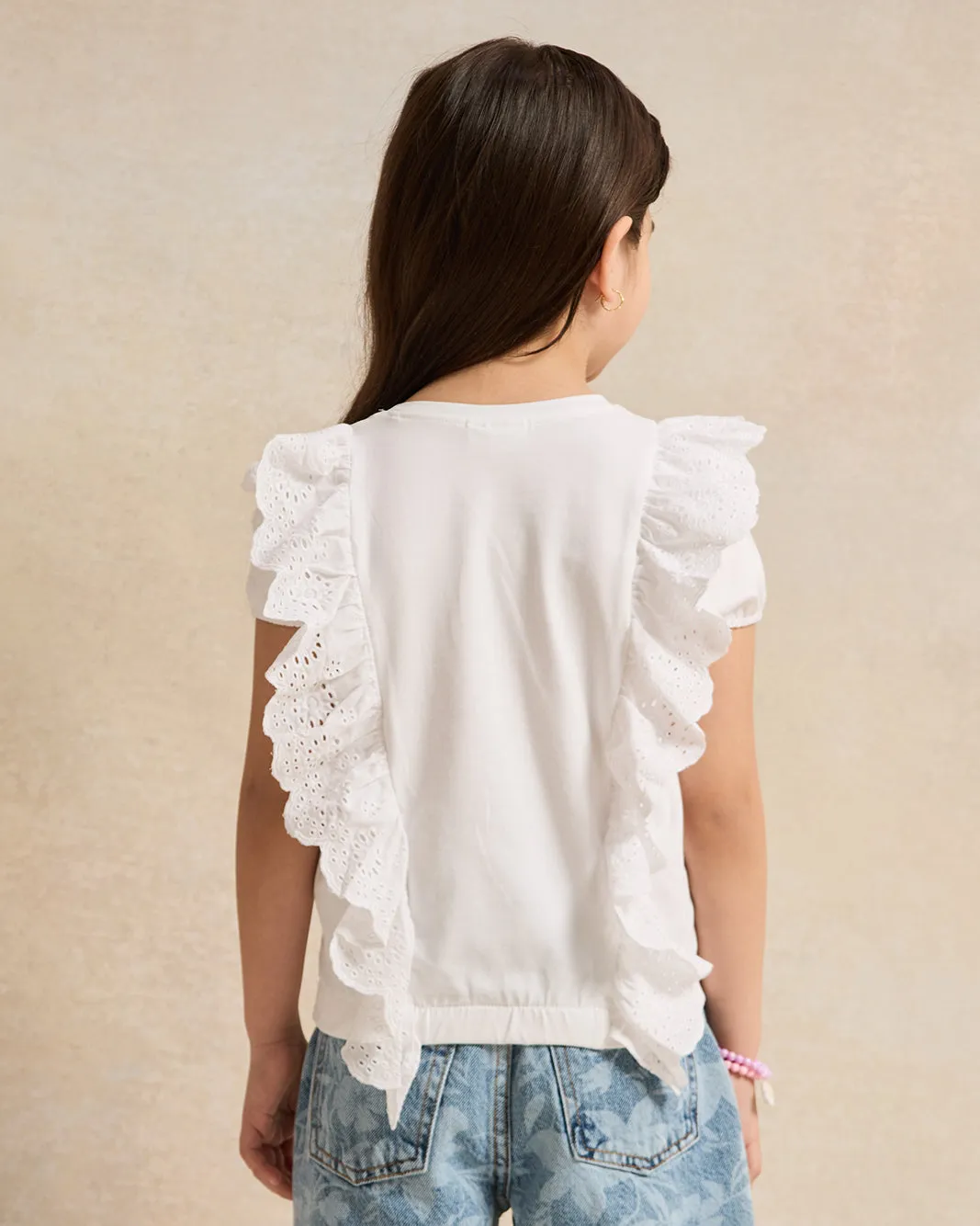 Girls White Embroidered Top sold by Redtag product image thumbnail 3