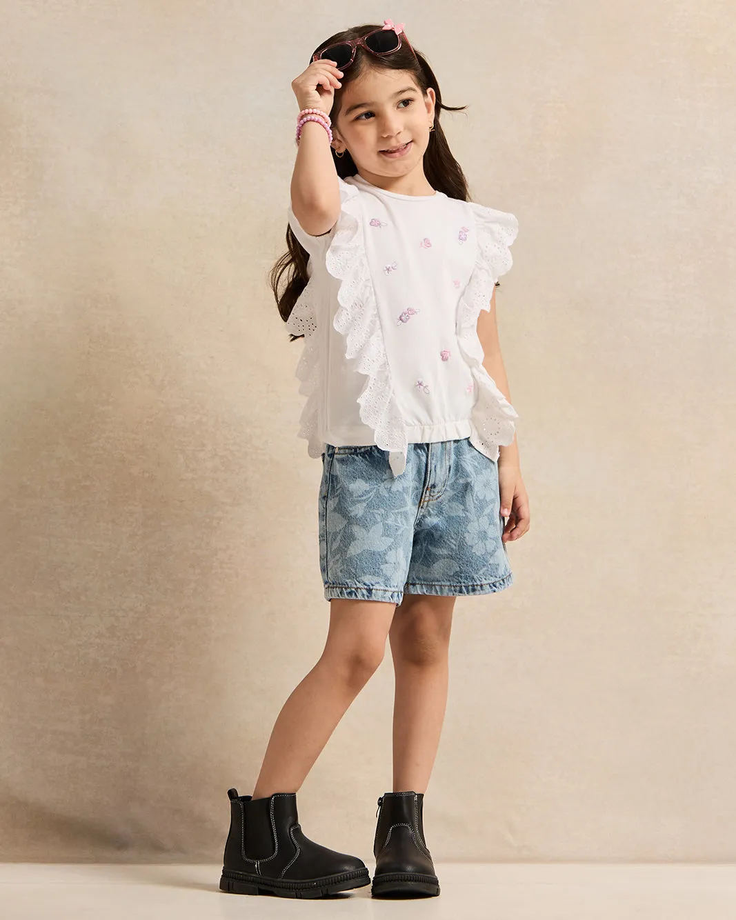 Girls White Embroidered Top sold by Redtag product image thumbnail 2