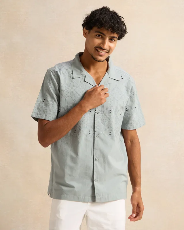 Men Mint Embroidered Casual Shirt sold by Redtag