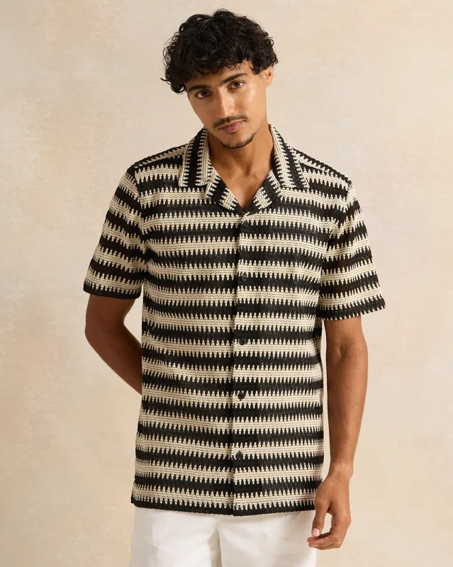 Beige And Black Striped Lounge Shirt sold by Redtag