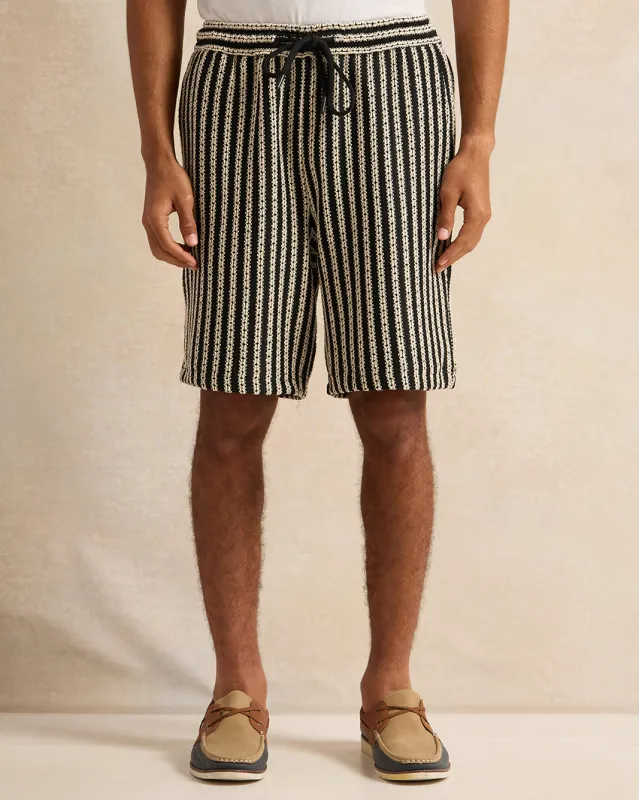Men Black Lounge Striped Shorts sold by Redtag