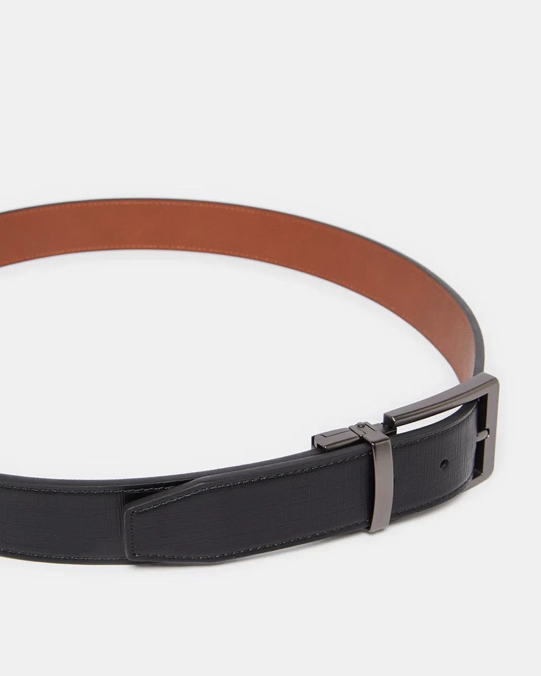 Men Black And Tan Twist Buckle Belt sold by Redtag product image thumbnail 3