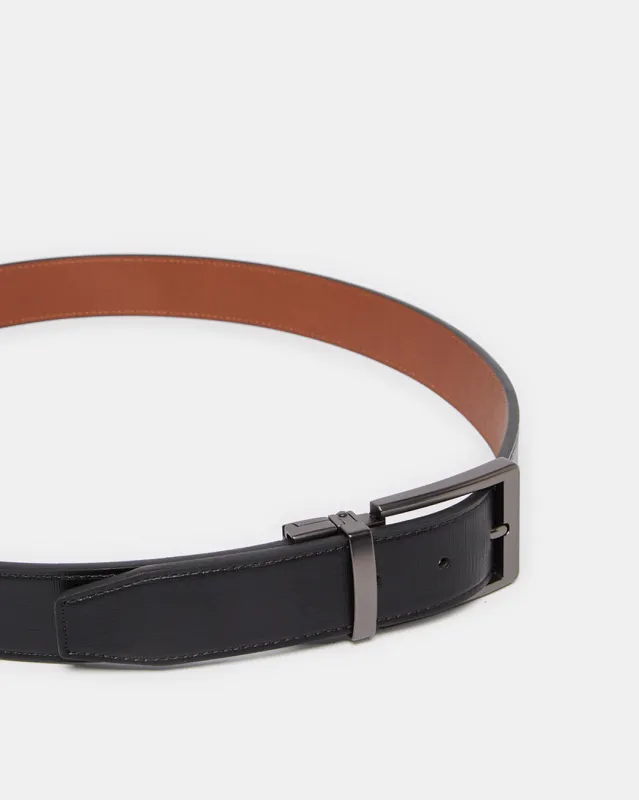 Men Black And Tan Twist Buckle Belt sold by Redtag