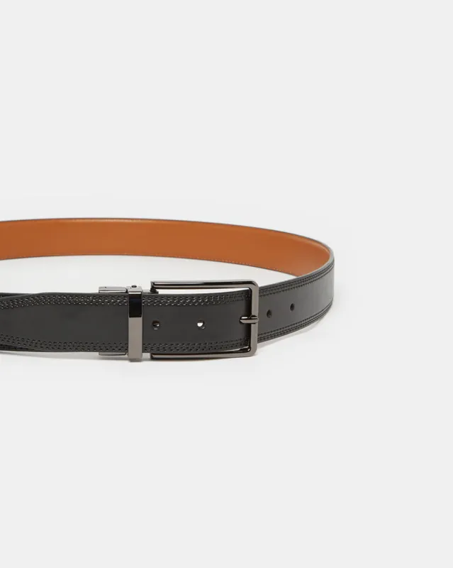 Men Black And Tan Twist Buckle Belt sold by Redtag