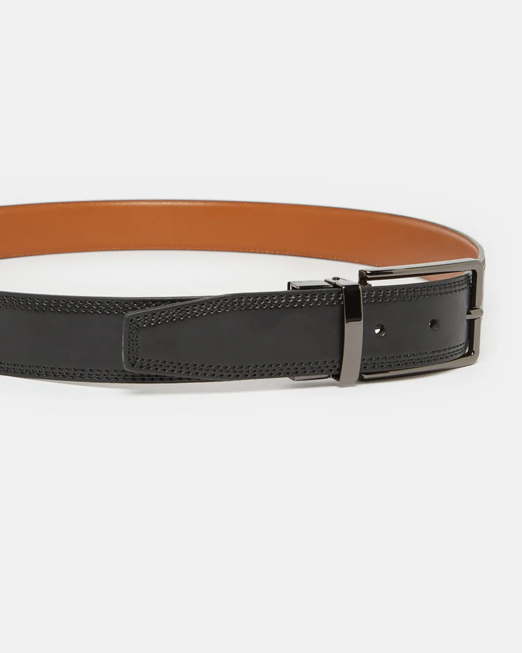 Men Black And Tan Twist Buckle Belt sold by Redtag product image thumbnail 3