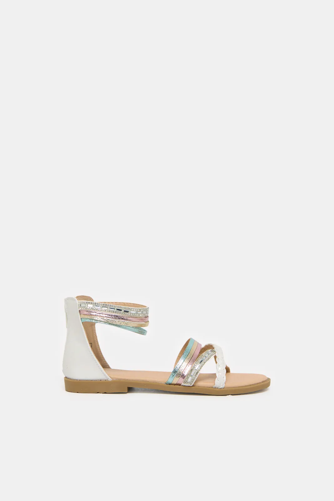 Senior Girls Silver Strap Sandal sold by Redtag