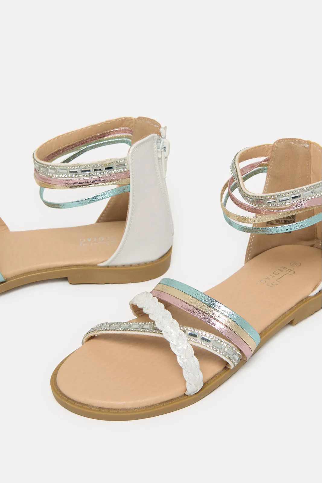 Senior Girls Silver Strap Sandal sold by Redtag product image thumbnail 2