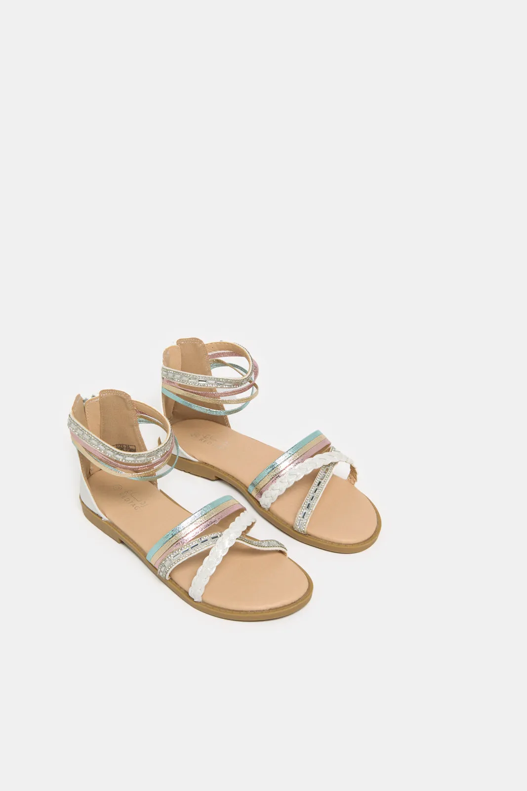 Senior Girls Silver Strap Sandal sold by Redtag product image thumbnail 3