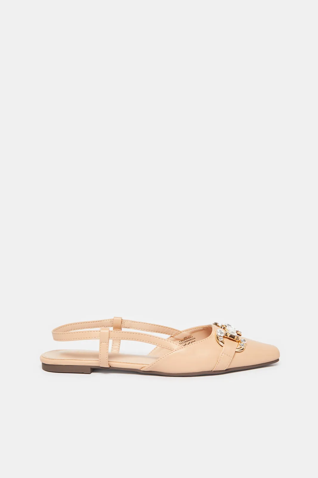 Women Beige Embellished Buckle Trim Slingback Mule sold by Redtag