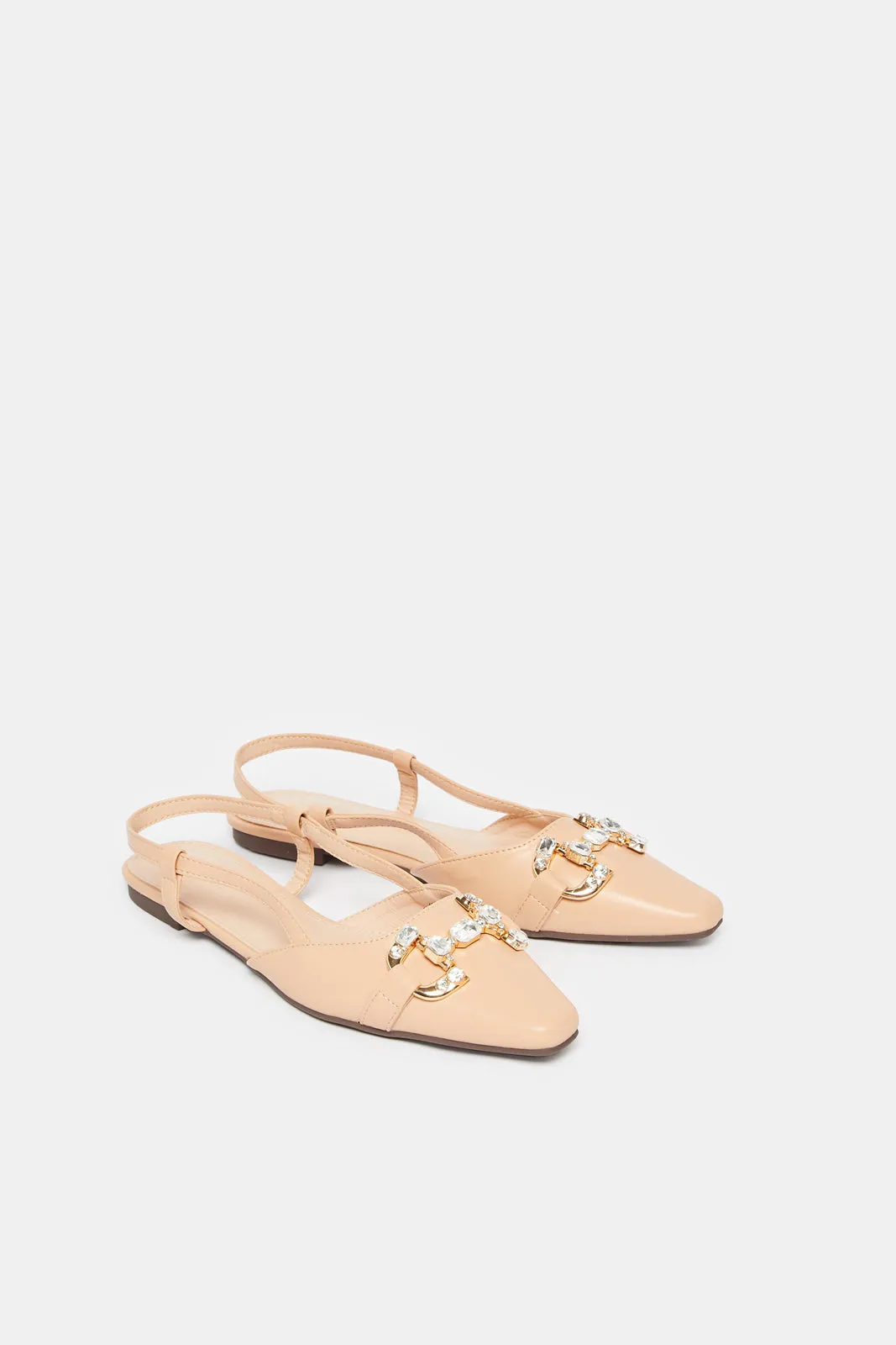 Women Beige Embellished Buckle Trim Slingback Mule sold by Redtag product image thumbnail 2