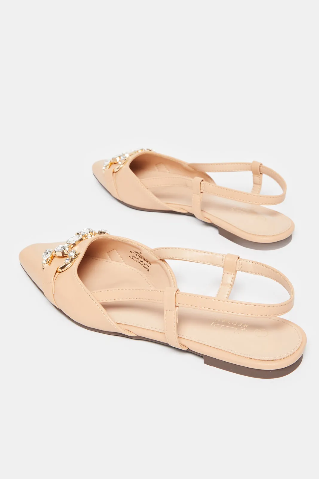 Women Beige Embellished Buckle Trim Slingback Mule sold by Redtag product image thumbnail 4