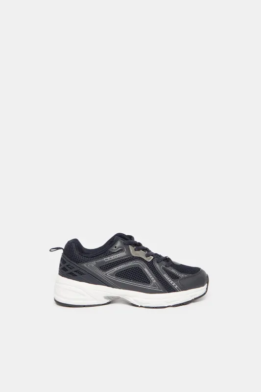 Senior Boys Black Colour Block Trainers sold by Redtag