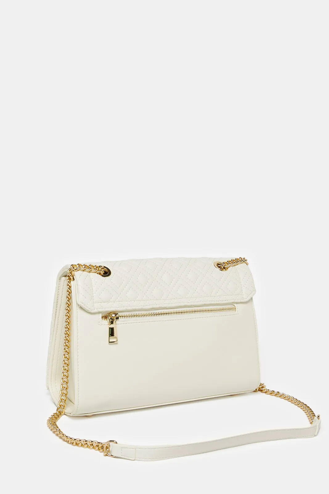 Women White Quilted Messenger Bag sold by Redtag product image thumbnail 2