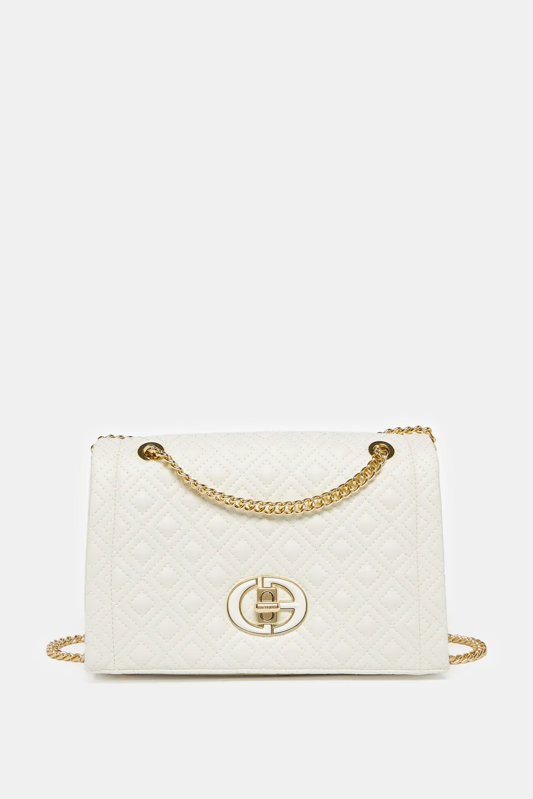 Women White Quilted Messenger Bag sold by Redtag