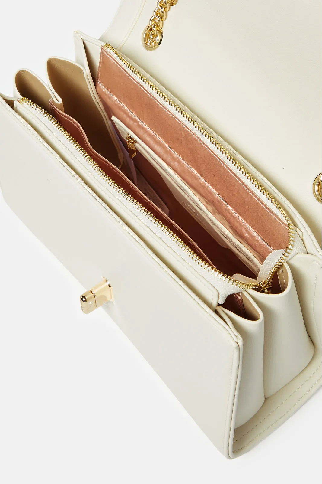 Women White Quilted Messenger Bag sold by Redtag product image thumbnail 4