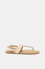 Women Taupe Pearl Trim Sandals sold by Redtag