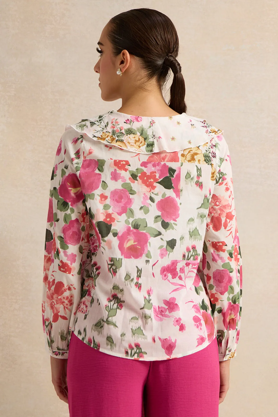 Women White Floral Print Blouse sold by Redtag product image thumbnail 3