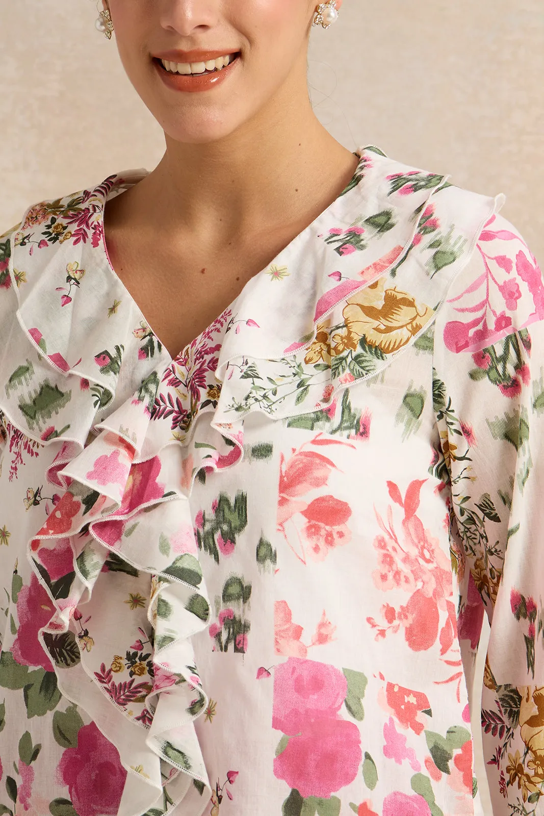 Women White Floral Print Blouse sold by Redtag product image thumbnail 4