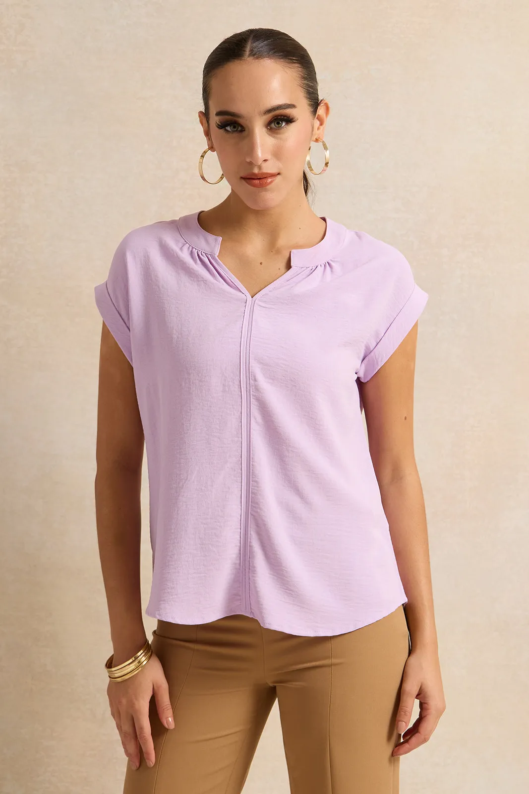 Women Lilac Roll Up Sleeve Blouse sold by Redtag