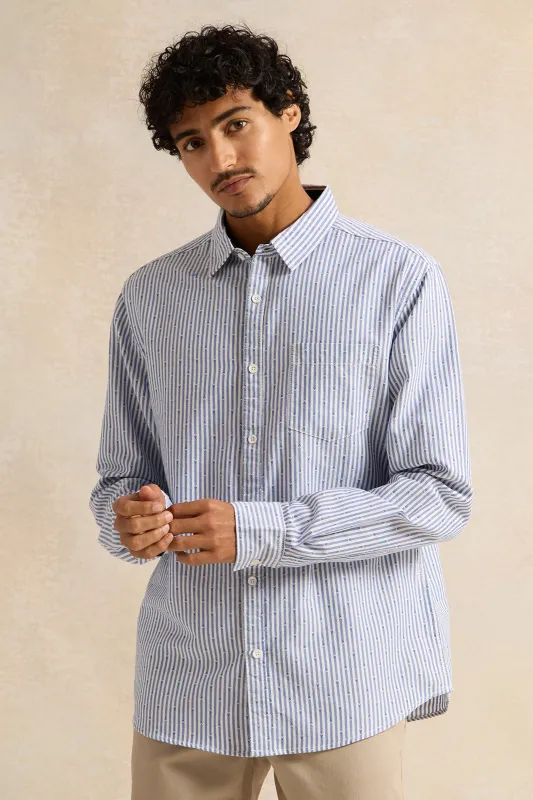 Men Blue Mandarin Casual Shirt sold by Redtag
