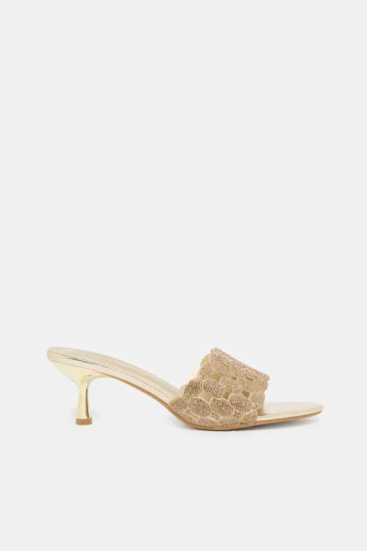 Women Gold Embellished Mule sold by Redtag