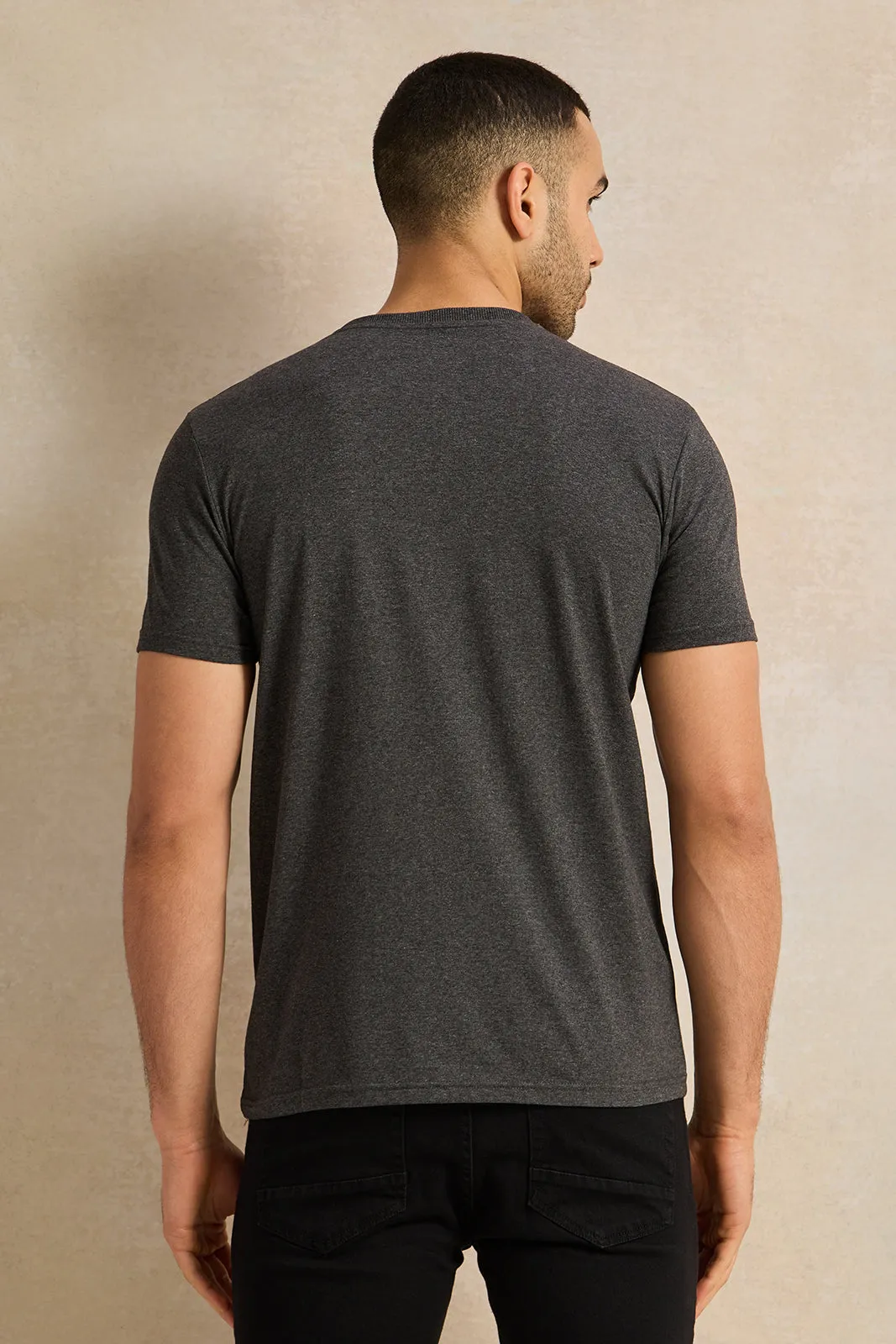 Men Charcoal Graphic T-Shirt sold by Redtag product image thumbnail 3