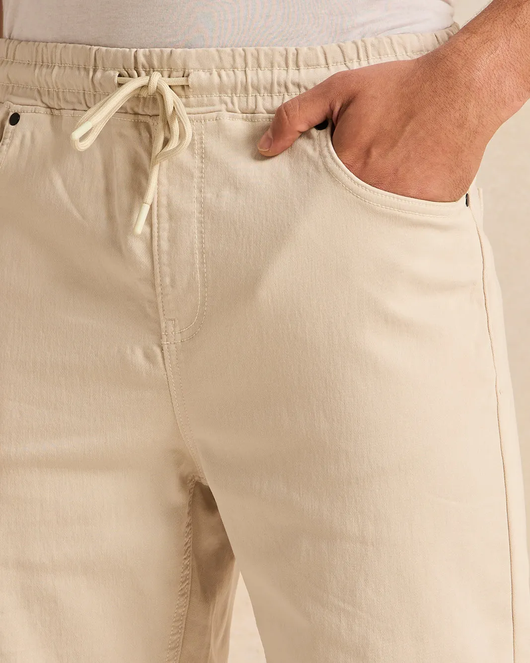 Men Beige Denim Shorts sold by Redtag product image thumbnail 4