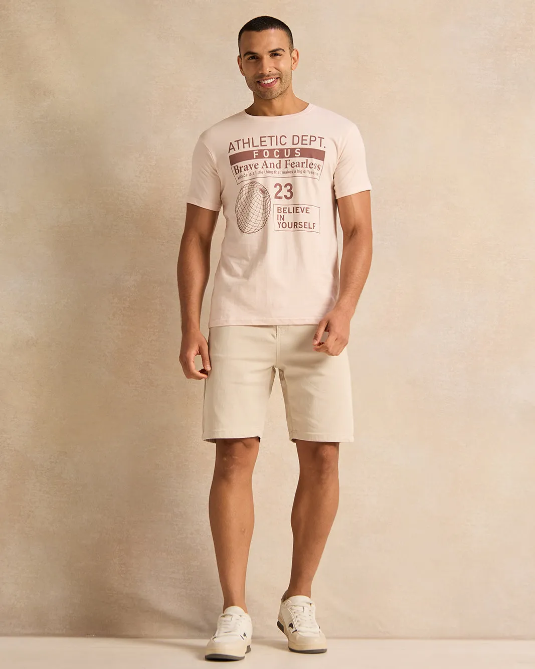 Men Beige Denim Shorts sold by Redtag product image thumbnail 2
