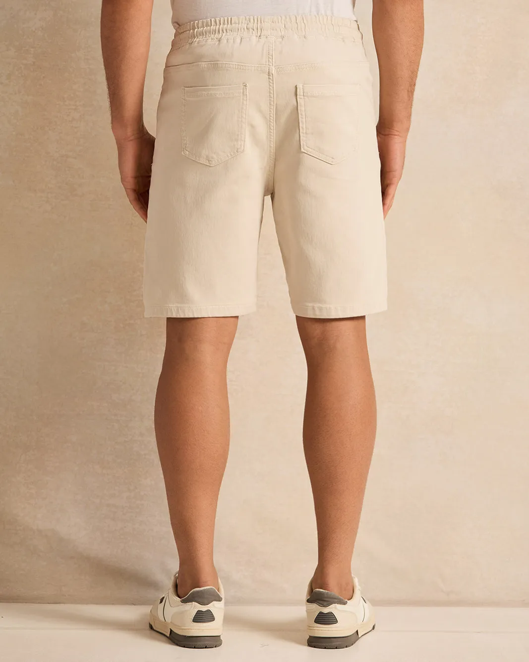 Men Beige Denim Shorts sold by Redtag product image thumbnail 3