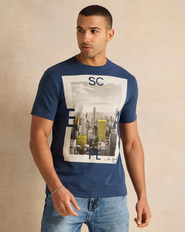 Men Navy Printed T-Shirt sold by Redtag