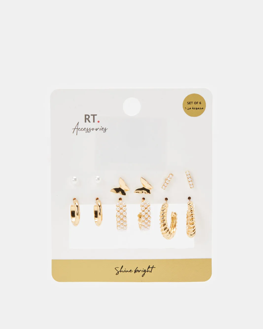 Women Gold Embellished Earring Set (6 Pairs) sold by Redtag product image thumbnail 2
