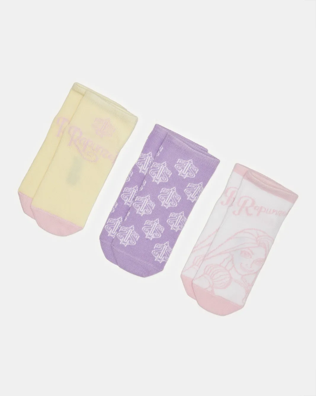 Girls Assorted Rapunzel Ankle Length Socks (3 Pairs) sold by Redtag