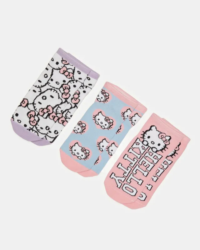 Girls Assorted Hello Kitty Ankle Length Socks (3 Pairs) made by Redtag