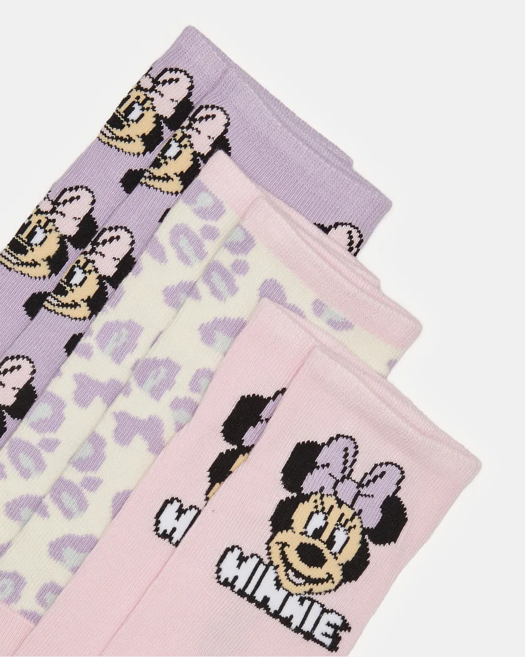 Girls Pink And Purple Minnie Mouse Ankle Length Socks (3 Pairs) sold by Redtag product image thumbnail 3