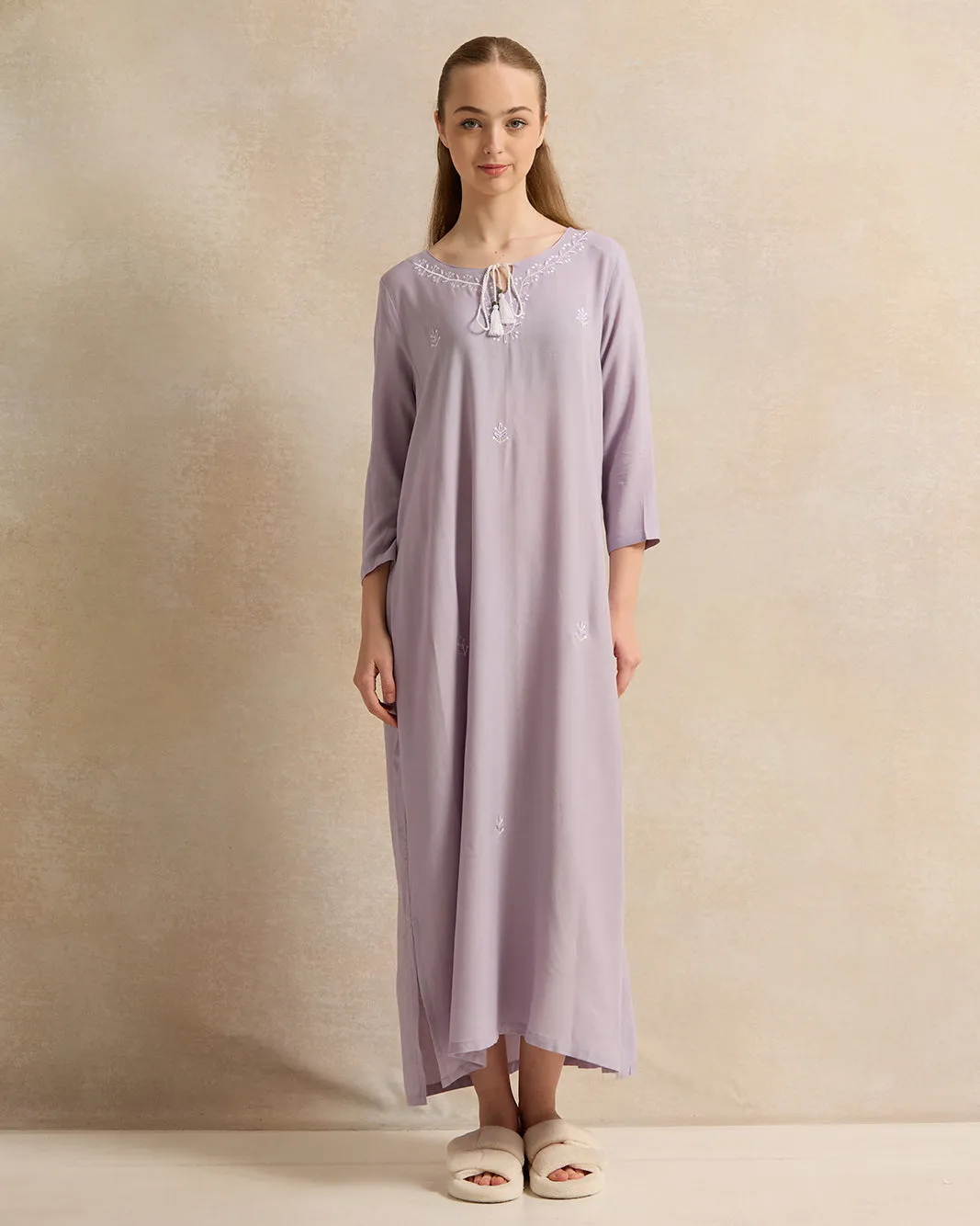 Senior Girls Lilac Embroidered Nightgowns sold by Redtag