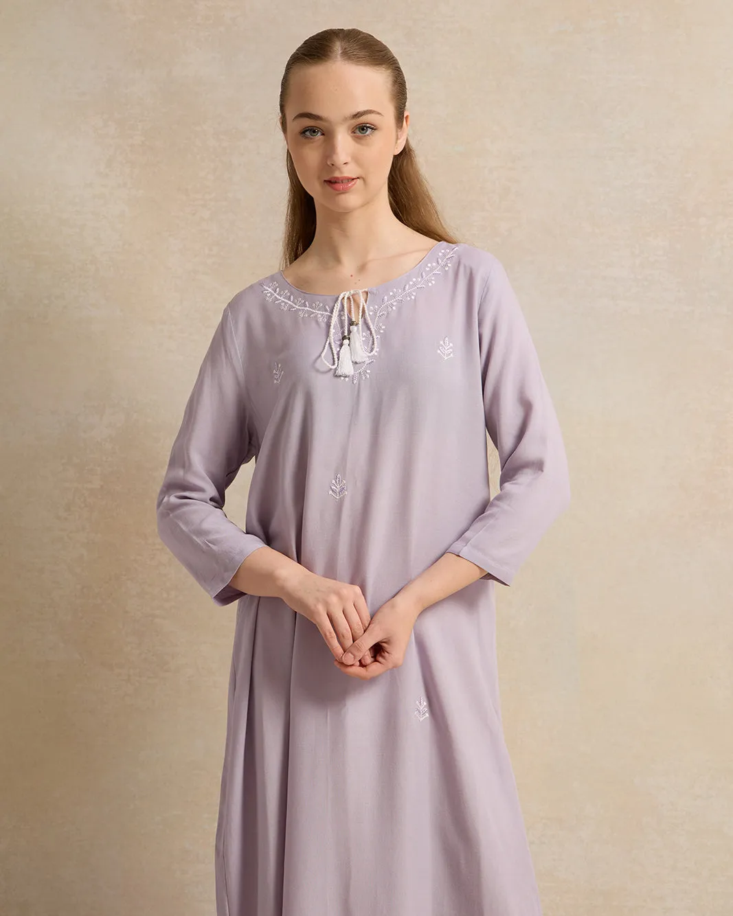 Senior Girls Lilac Embroidered Nightgowns sold by Redtag product image thumbnail 2