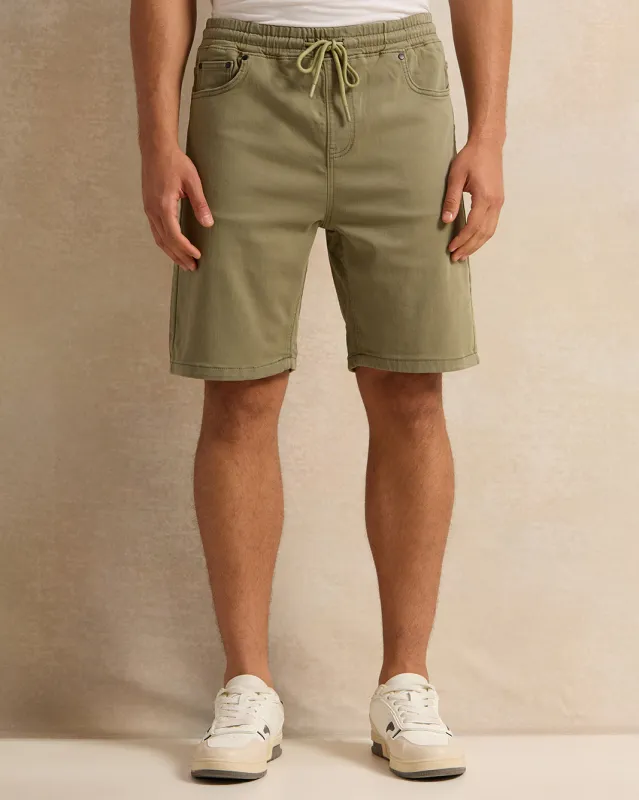 Men Green Denim Shorts sold by Redtag